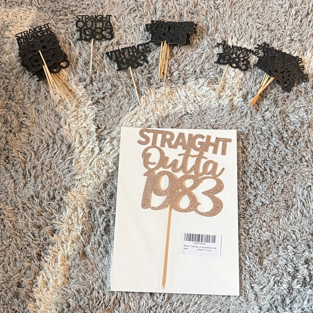 Straight Outta 1983 Cake Toppers - Black and Gold